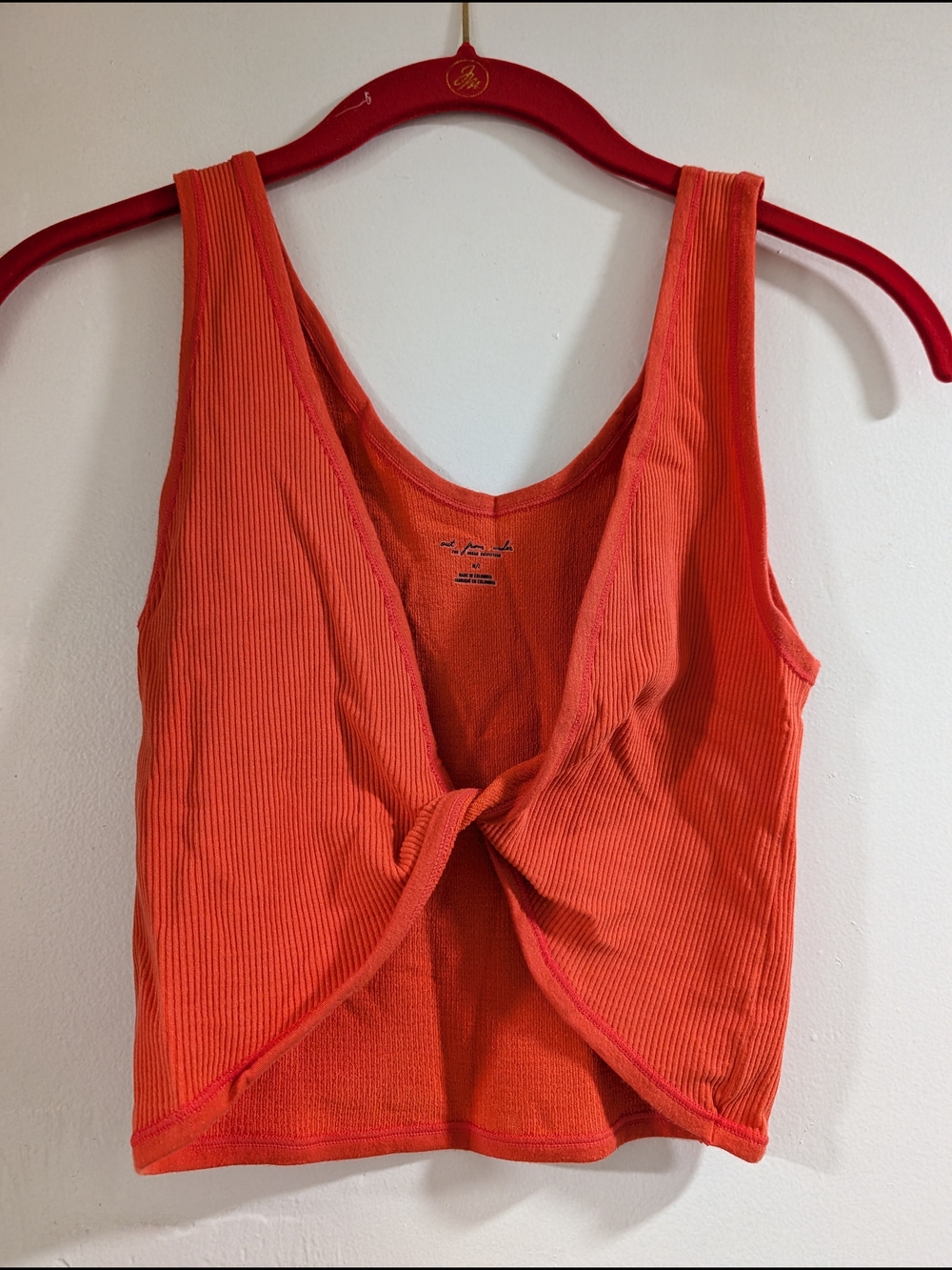 Out From Under - Orange Twist-Front Ribbed Tank Top
